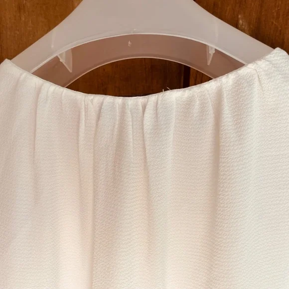 CeCe Women's Drop Shoulder Wide Neck Ruched Blouse Color: New Ivory Size XS - Picture 14 of 16